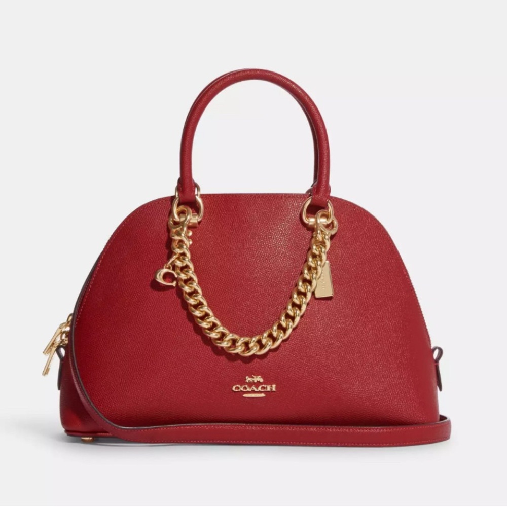 NWT COACH Women's Katy Satchel Crossgrain Leather (Red Apple) Below $398 Retail